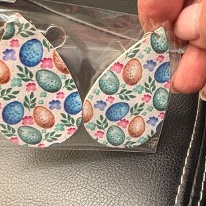Easter Egg Pattern Teardrop Earrings - Pastel Blue, Green, Pink